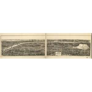  Historic Panoramic Map Birds eye view of that portion of 