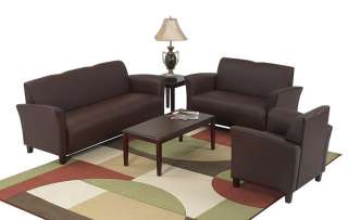 Office Star Wine Eco Leather Cherry Waiting Area Set  