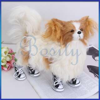 Black and White Checked Leather/PU Pet Dog Sports Boots Shoes Sneakers 