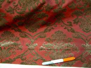 Fabric Iridescent Flocked Taffeta Burgundy Damask LL202  