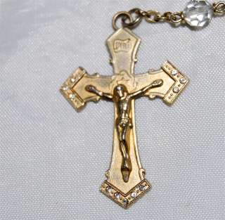 Vintage Chapel Sterling Cross & Medal Crystal Rosary  