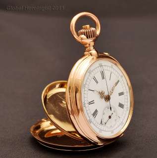   CHRONOGRAPH 44gr 18K SOLID GOLD GENUINE OPEN FACE POCKET WATCH  