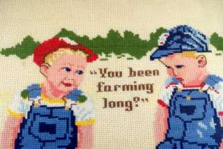 Vintage You Been Farming Long Needle Point Picture  