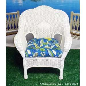   Patio Chair Cushion   Blue Hawaiian Floral: Patio, Lawn & Garden