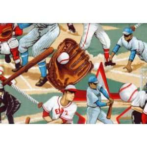   Baseball Players on Green Fabric By Alexander Henry Fabrics Home