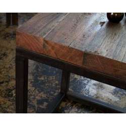 Weathered Reclaimed Wood and Iron Side Table (India)  Overstock