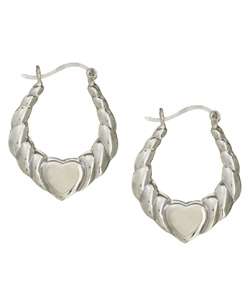 Sterling Silver Heart Hoop Earrings  Overstock