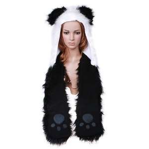  Panda Full Animal Hood Hoodie Hat Faux Fur 3 in 1 Function 