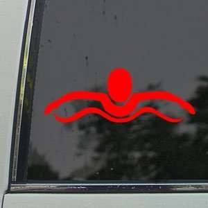  Butterfly Stroke Swimming Swimmer Red Decal Car Red 