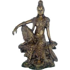  Buddhist Royal Ease Kuan Yin Bronze Statue Sculpture