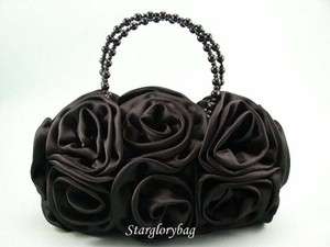 Elegant Black Roses Wedding/Prom/Ball Handbag Purse Designer 14 Colors 