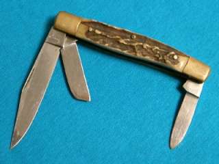 VINTAGE BROWNING GERMANY STAG CATTLE STOCKMAN JACK KNIFE KNIVES POCKET 