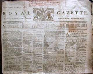   Revolutionary War newspaper NEW YORK ROYAL GAZETTE James Rivington