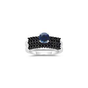  0.86 Cts Black Diamond & 1.29 Cts Blue Sapphire Matching 