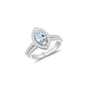  0.68 Cts Diamond & 0.19 Cts Aquamarine Ring in 14K White 