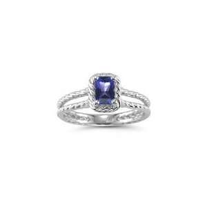  0.46 Cts Tanzanite Solitaire Ring in 14K White Gold 10.0 
