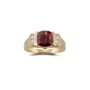  0.32 Cts Diamond & 2.68 Cts Garnet Ring in 14K Yellow Gold 