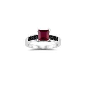  0.26 Cts Black Diamond & 1.04 Cts Ruby Engagement Ring in 