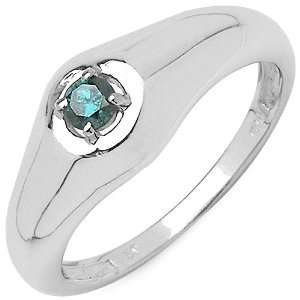  0.16 Carat Genuine Blue Diamond Sterling Silver Ring 