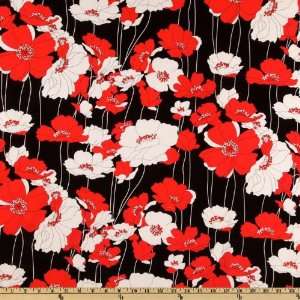  44 Wide Poppy Lane Poppies Black/White/Red Fabric By The 