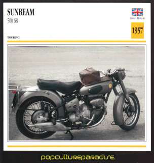 1957 SUNBEAM 500 S8 MOTORCYCLE Picture ATLAS INFO CARD  