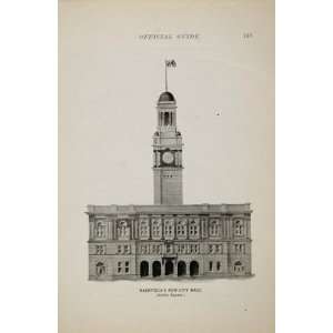  1897 Print City Hall Nashville Tennessee Clock Tower 
