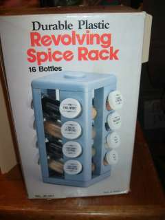 Durable Plastic Revolving Spice Rack with 16 Bottles  