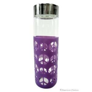  Glass 16oz Water Sports Bottle with Purple Silicone Sleeve 
