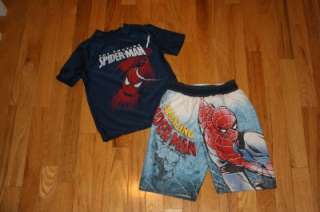 Boys Spiderman Swim Trunks/Rashguard   5T  