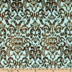   Fleece Ornate Baroque Aqua/Brown Fabric By The Yard Arts, Crafts