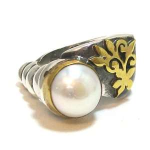    BORA 24K Gold Abstract Pearl Cocktail Ring, Size 7.25 Jewelry