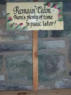 HAND PAINTED SLATE AMISH GARDEN STAKE~REMAIN CALM  