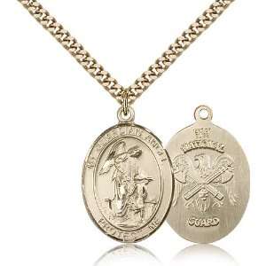  Gold Filled Guardian Angel / NatL Guard Medal Pendant 1/2 