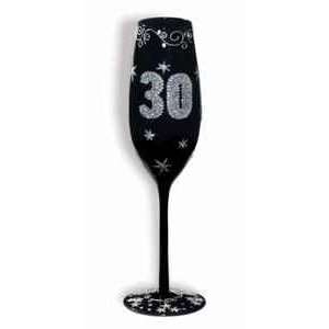  30th Birthday Black Fluted Champagne Glass Kitchen 