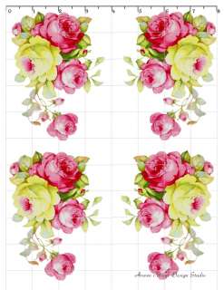 Shabby Romantic Pink Yel Tea Roses Chic Decals ro 96  