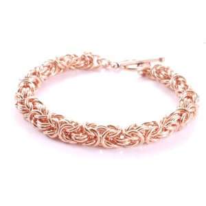   Handmade Copper Byzantine Chainmaille Bracelet. Handcrafted in the UK