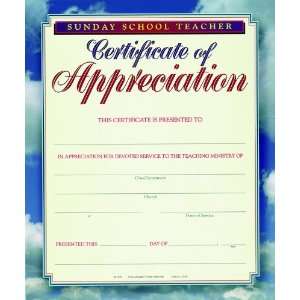   Teacher Appreciation Certificate (Package of 6) (9780687031672) Books