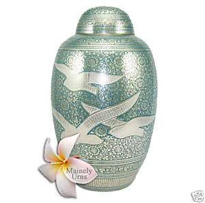 Adult Brass Cremation Urn   Doves Going Home  