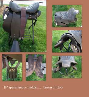 18 Brown Leather Saddle Special Trooper FREE Tack Girth Leathers 
