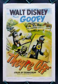 GOOFY * THEYRE OFF * DISNEY MOVIE POSTER HORSE RACING  