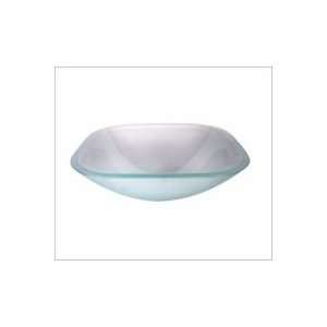 Aqua Brass Glass Basin 17 x 17 x 5 1/2 Square Crystal Frosted Basin 