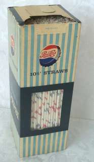 1950s Full Big Box of Pepsi Cola Wax Straws  