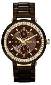 FOSSIL ALLIE NEW BROWN MULTI FUNCTION WOMENS WATCH CE1046 STAINLESS 