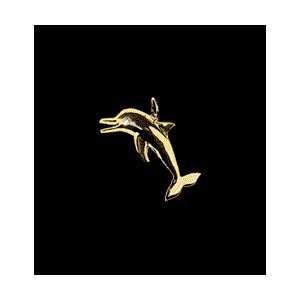 14KT Gold Small Dolphin Pendant with Diamond Eyes/14kt 