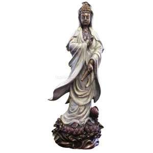   Yin on Lotus Pedestal Sculpture   Ships Immediately