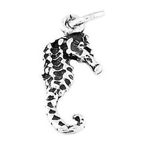  Sterling Silver Double Sided Seahorse Charm: Jewelry