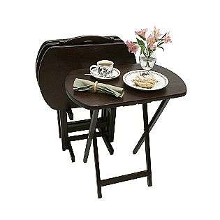 Piece Set of 4 Espresso Oversized TV Tray Tables with Stand  Lipper 