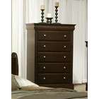 black finish bedroom chest with five drawers in black finish