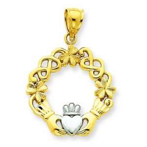  14k Rhodium Claddaugh Pendant Shop4Silver Jewelry