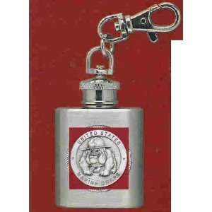 USMC Bulldog Stainless Steel Flask Key Chain Kitchen 